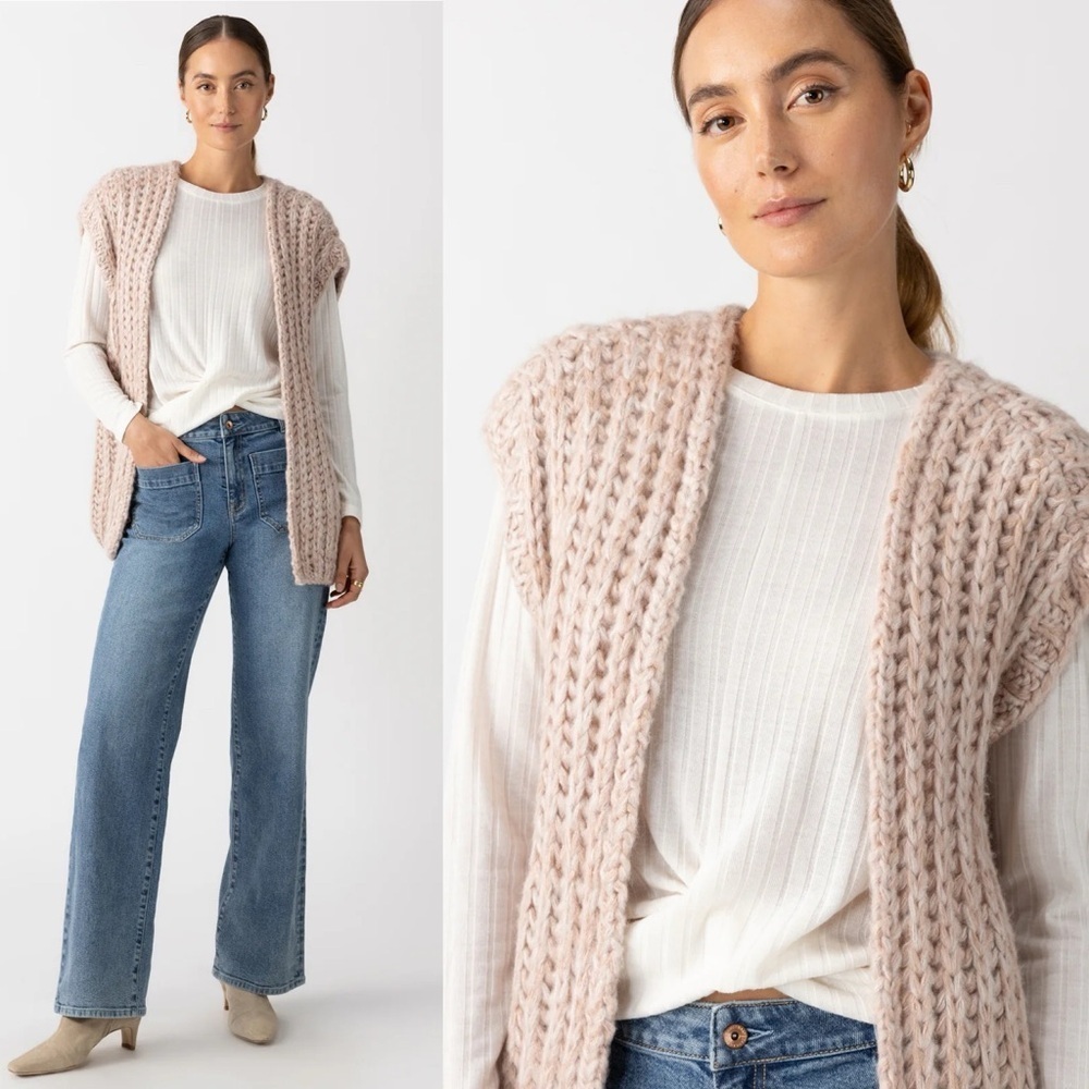 New Sanctuary Sz XL Chunky Sweater Vest In Rosewood Marl